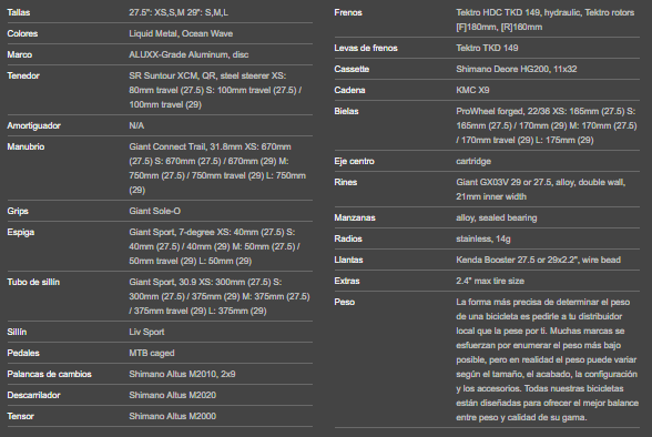 BICICLETA MTB LIV TEMPT 2 RIN 29