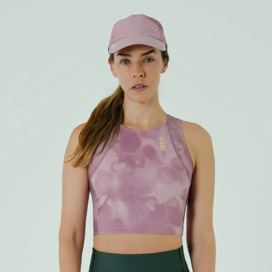 CROP TOP SAFETTI RUNNING POCKET ROSE PARA MUJER
